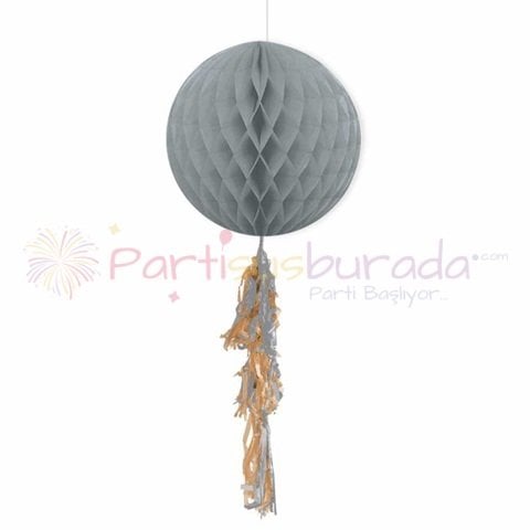 Püsküllü Gri Petek Süs