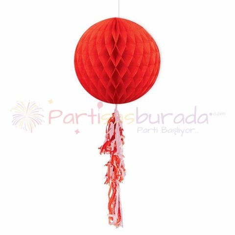 Püsküllü Kırmızı Petek Süs