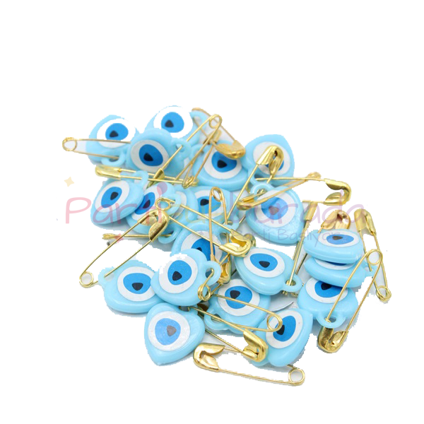 Açık Mavi Çengelli Nazar Boncuğu 10 Adet