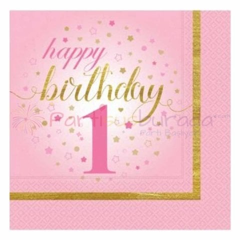 Küçük Yıldızlar Pembe 1 Yaş Peçete 20 Adet