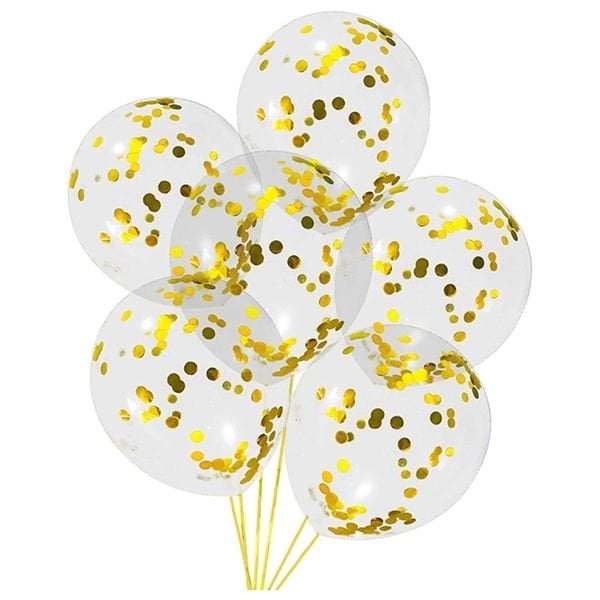 Gold Konfetili Balon 10 Adet