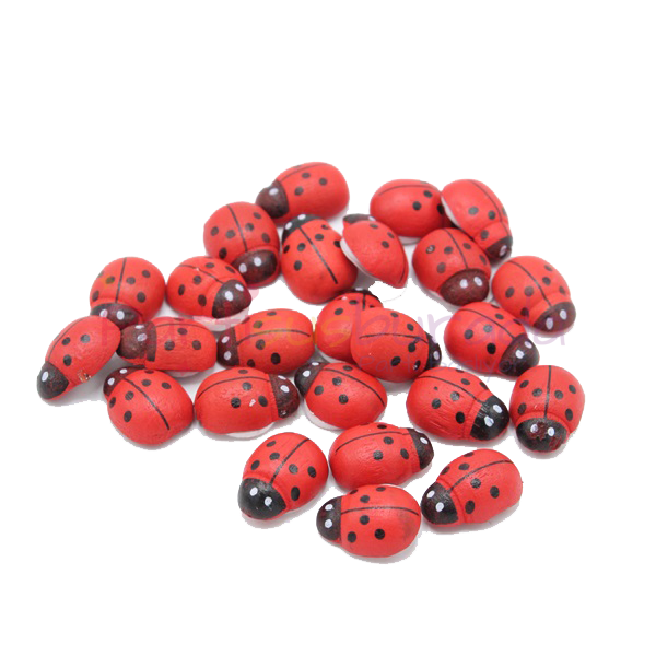 Ahşap Kırmızı Uğur Böceği 20 Adet