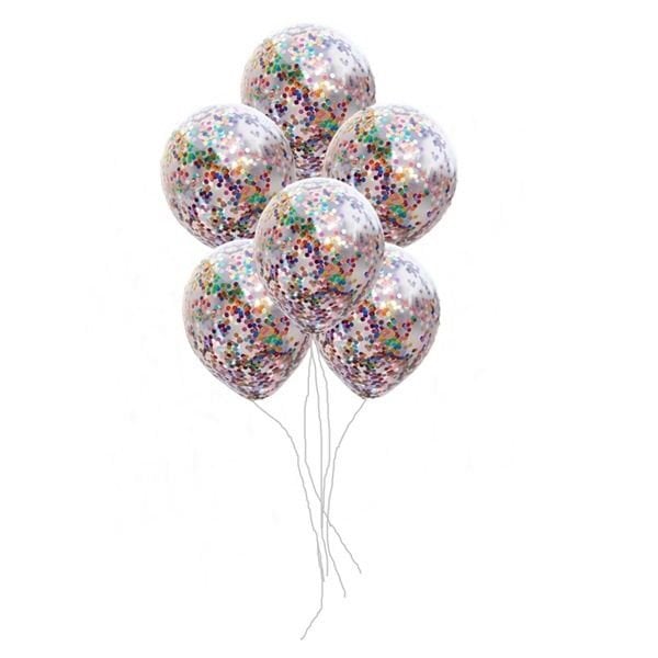 Renkli Konfetili Balon 10 Adet