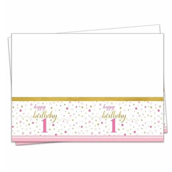 Pembe Küçük Yıldızlar 1 Yaş Masa Örtüsü