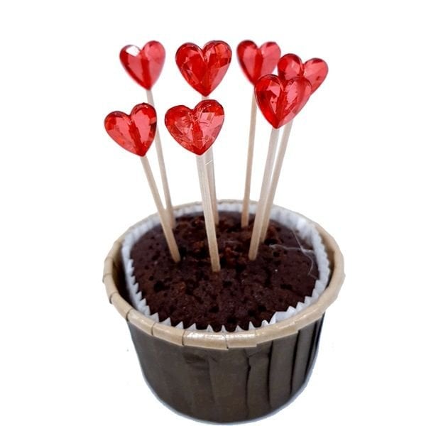 Boncuk Kırmızı Kalp Kürdan 10 Adet