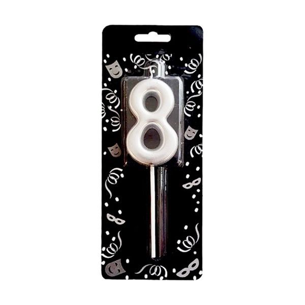 Gümüş Rakam 8 Mum