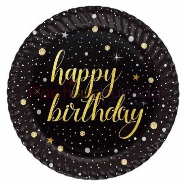 Karton Gold Işıltılı Siyah Tabak 8 Adet