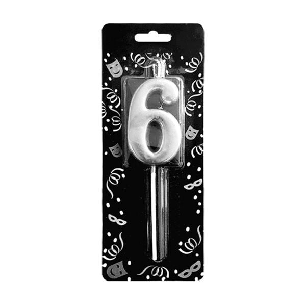 Gümüş Rakam 6 Mum