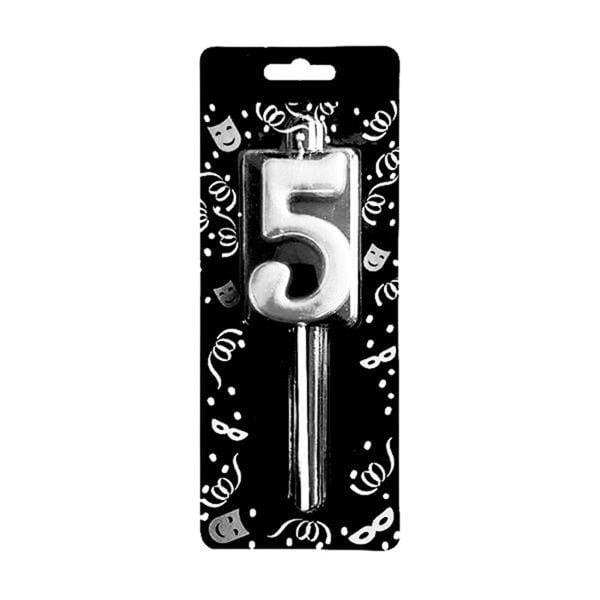 Gümüş Rakam 5 Mum