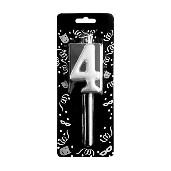 Gümüş Rakam 4 Mum