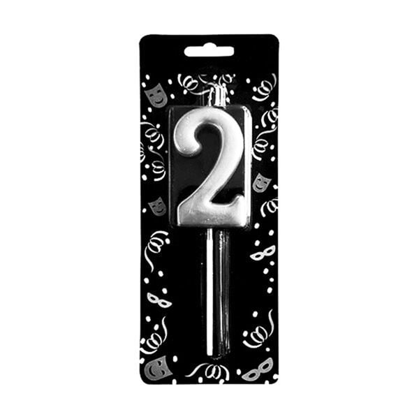 Gümüş Rakam 2 Mum