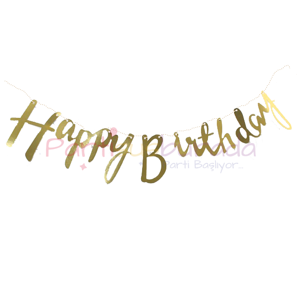Gold Happy Birthday Yazı