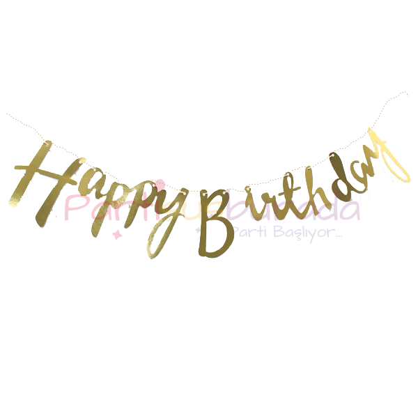 Gold Happy Birthday Yazı