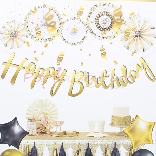 Gold Happy Birthday Yazı