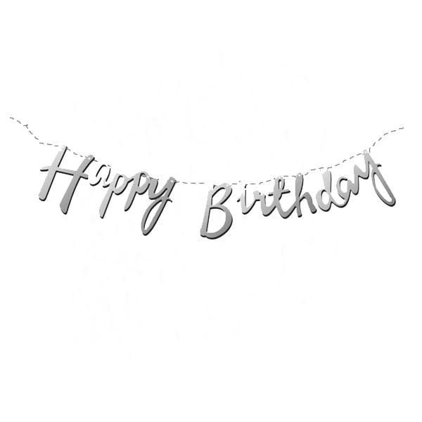 Gümüş Gri Happy Birthday Yazı
