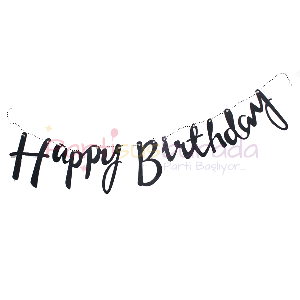 Siyah Happy Birthday Yazı