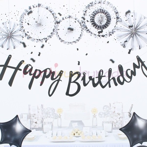 Siyah Happy Birthday Yazı