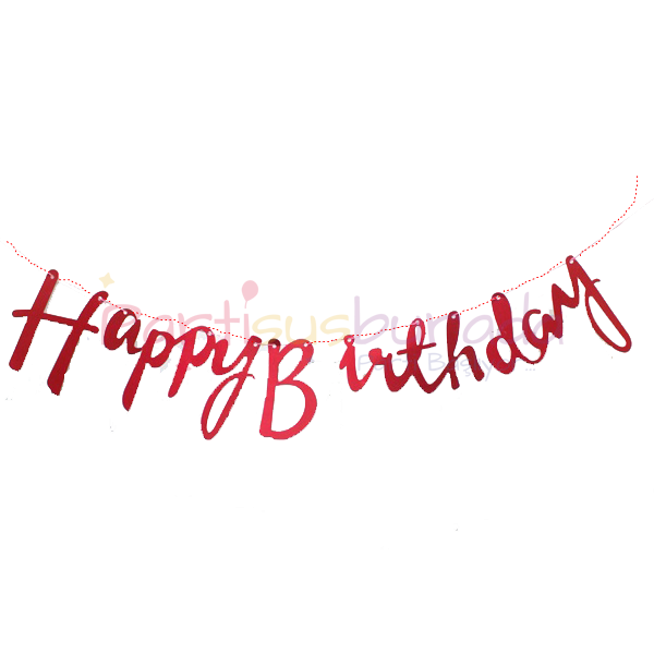 Kırmızı Happy Birthday Yazı