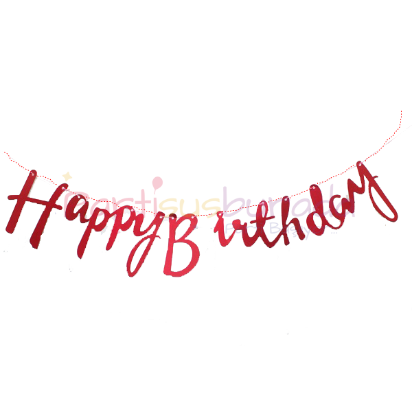 Kırmızı Happy Birthday Yazı