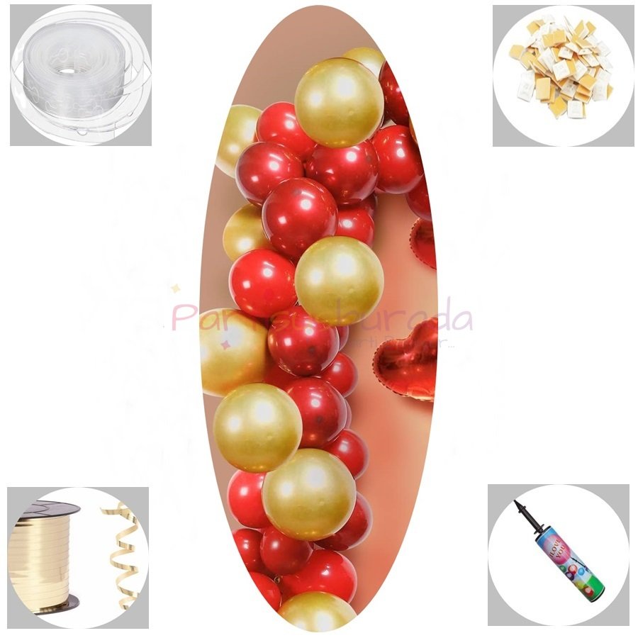 Gold ve Kırmızı Zincir Balon Seti