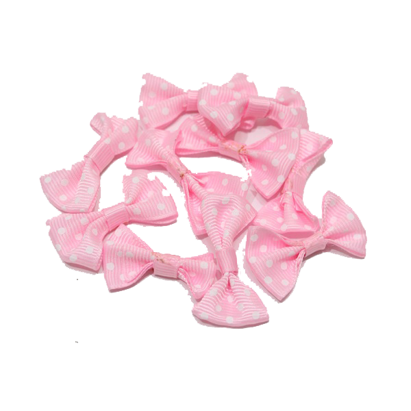 Pembe Puanlı Grogren Papyon 4 cm 10 Lu