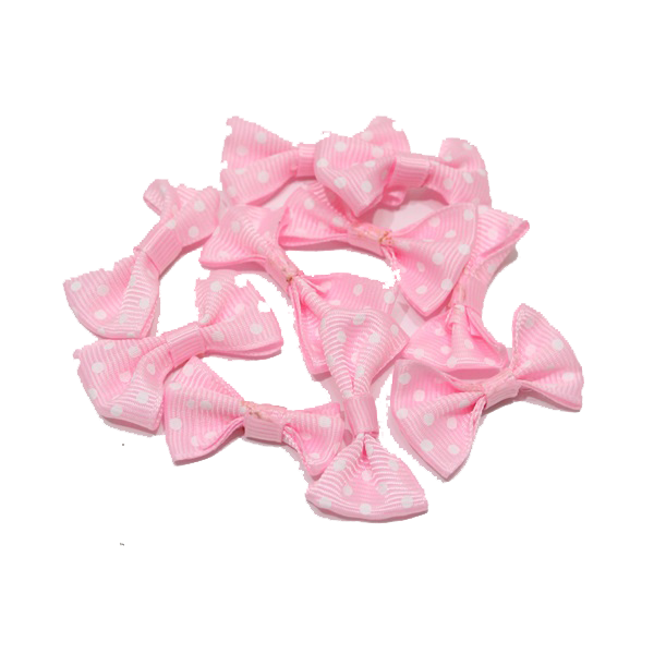 Pembe Puanlı Grogren Papyon 4 cm 10 Lu