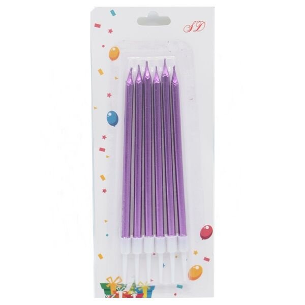 Mor Kalem Mum 15 cm 6 Adet