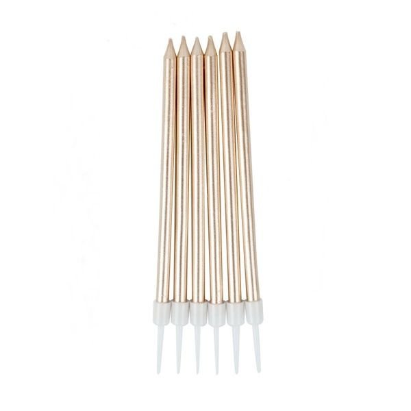 Rose Gold Kalem Mum 15 cm 6 Adet