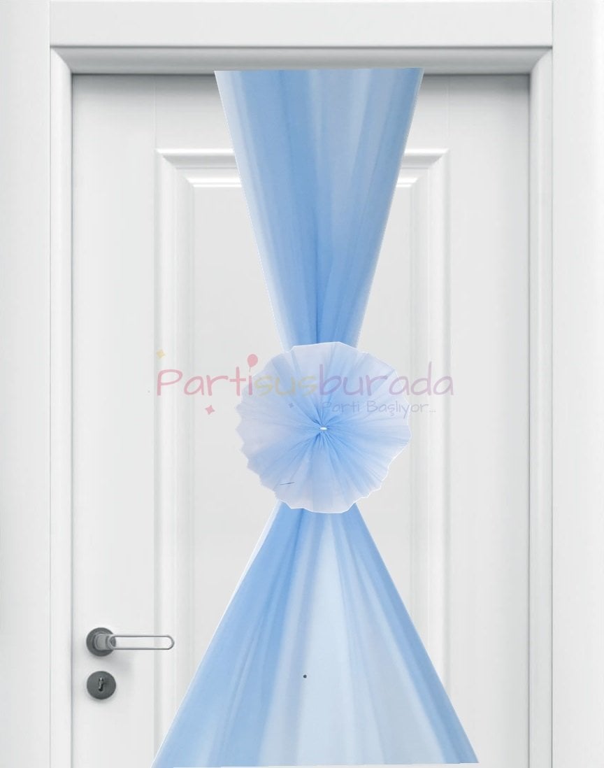 Açık Mavi Kapı Tülü ve Fiyonk 5 mt