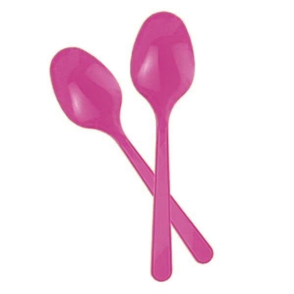 Plastik Fuşya Kaşık 24 Adet