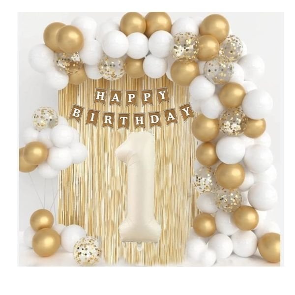 Gold Beyaz 1 Yaş Doğum Günü Seti