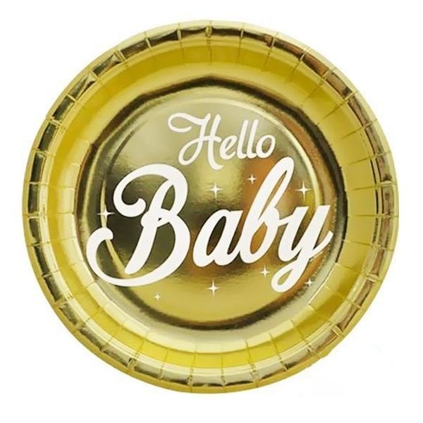Yaldızlı Hello baby Tabak 6 Adet