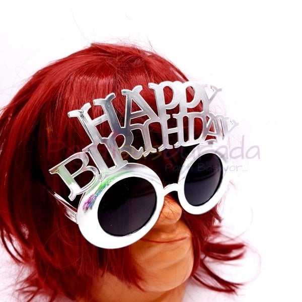 Gümüş Happy Birthday Gözlük