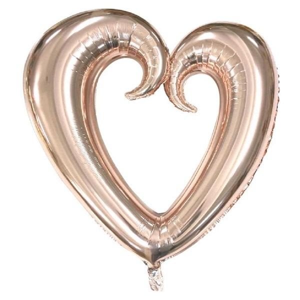 Folyo Kıvrımlı Rose Gold Kalp Balon