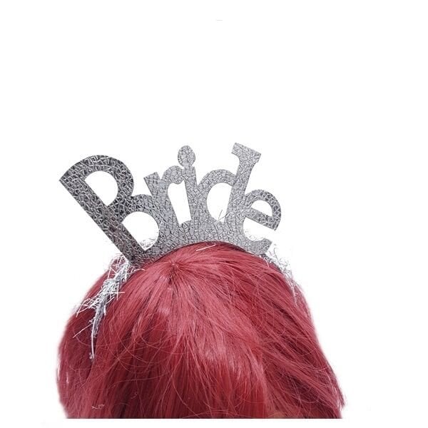 Metalik Eva Gümüş Bride Taç