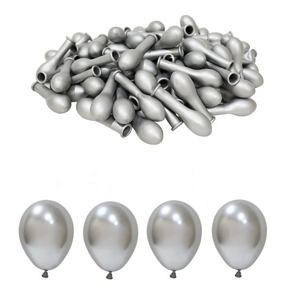 Mini Krom Gümüş Gri Balon 5 inc 10 Adet