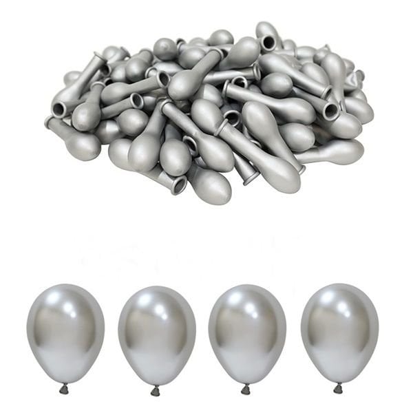 Mini Krom Gümüş Gri Balon 5 inc 10 Adet