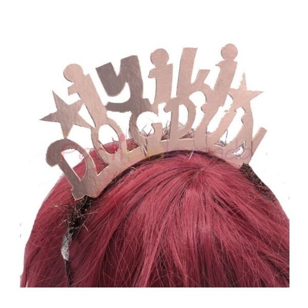 Metalik Rose Gold İyiki Doğdun Taç