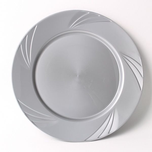 Gümüş Gri Mika Tabak 26 cm 6 Adet