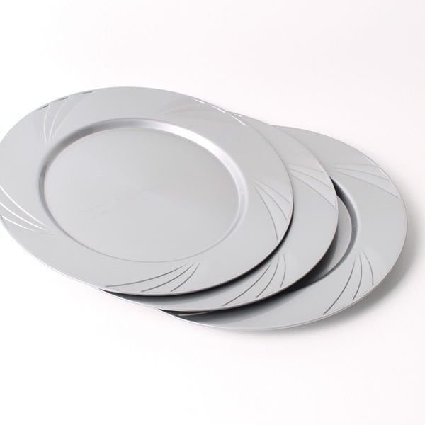 Gümüş Gri Mika Tabak 26 cm 6 Adet