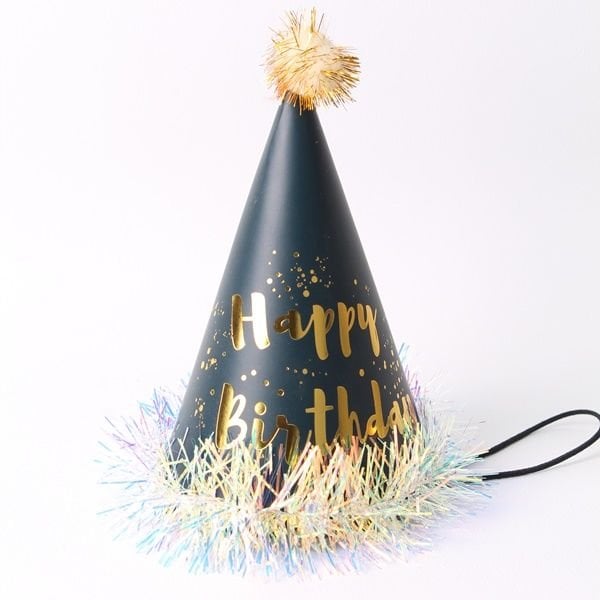 Yaldızlı Siyah Mini Happy Birthday Şapka