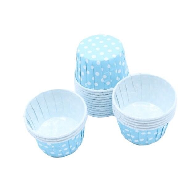 Puanlı Mavi Cupcake Kek Kalıbı 50 Adet