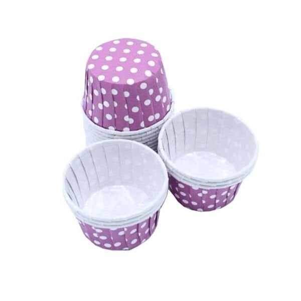 Puanlı Mor Cupcake Kek Kalıbı 50 Adet
