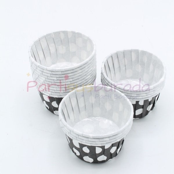 Puanlı Siyah Cupcake Kek Kalıbı 50 Adet