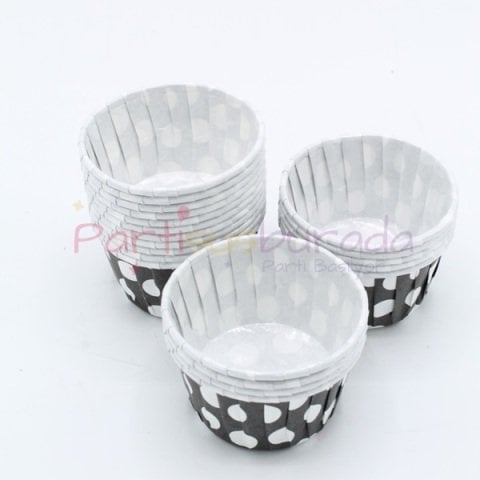 Puanlı Siyah Cupcake Kek Kalıbı 50 Adet