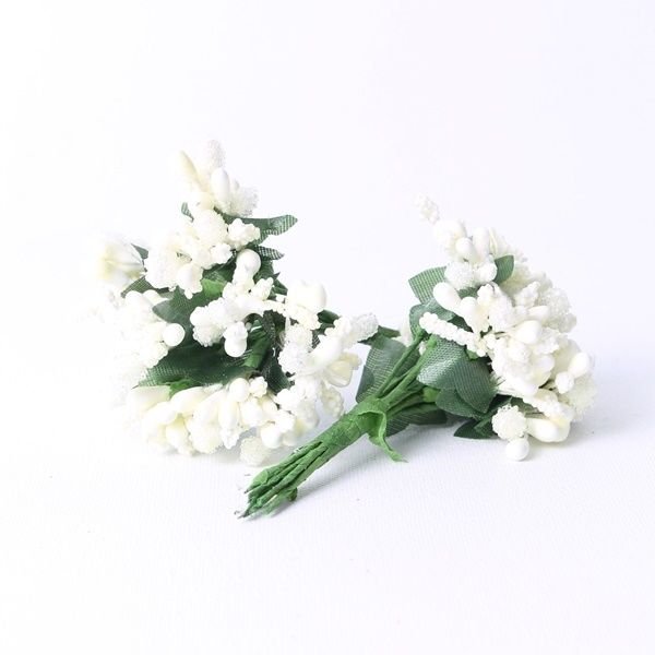 Mini Krem Tomurcuk Çiçek 24 Adet