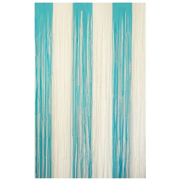 Saçaklı Mavi Beyaz Perde Fon 100x200