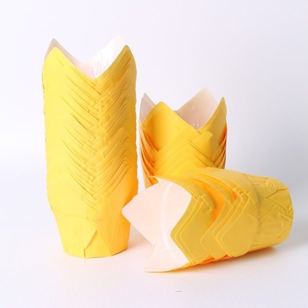 Sarı Lale Cupcake Kek Kalıbı 50 Adet