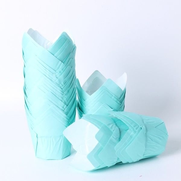 Turkuaz Lale Cupcake Kek Kalıbı 50 Adet