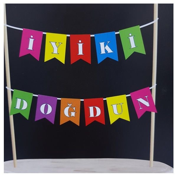 Renkli İyiki Doğdun Pasta Flaması